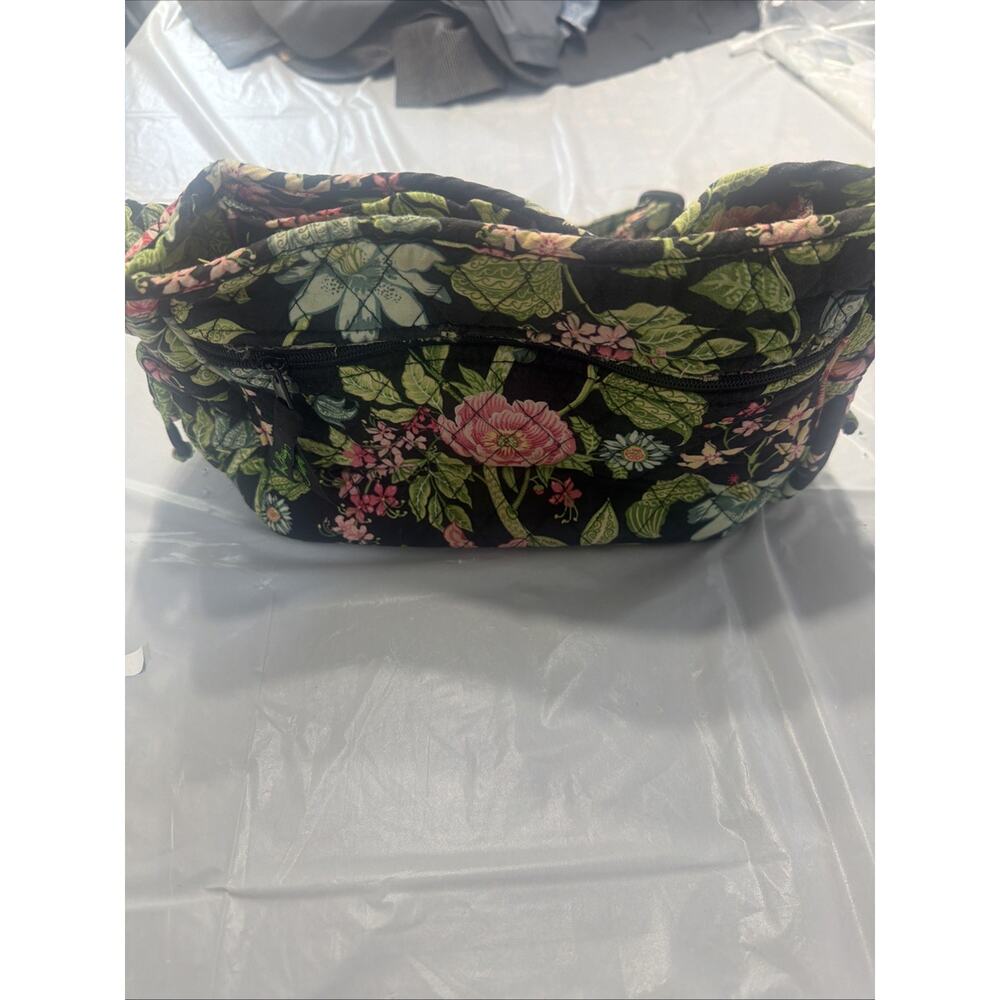 Vera Bradley Black Quilted Floral Crossbody with Pink and Green Flowers - Picture 2 of 3